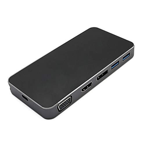 image for Cablecc USB-C USB 3.1 to Displayport VGA HDMI USB HUB & Dual Type-C Fe