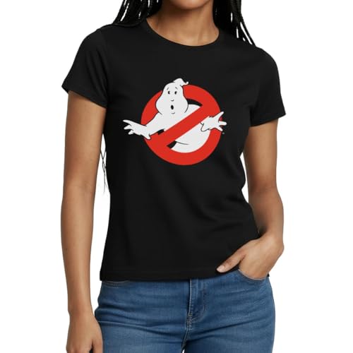 Spreadshirt SOS Fantômes Ghostbusters Logo T Shirt Femme, L, Noir