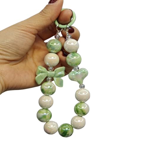 Image of Keychain Mobile Chain Beads Charm Hanging, Phone Pendant Wrist Bracelet Holder | Purse, Camera, Mobile Cover Charm Strap Smartphone Case For Girls Women