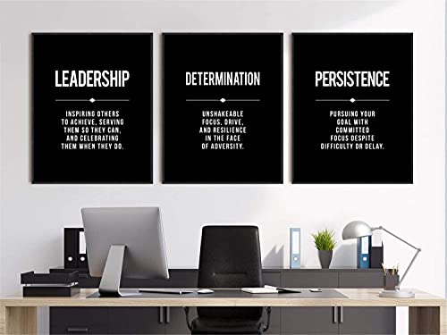 Wall Art Picture 3 Pieces Black Poster Prints Success Quotes