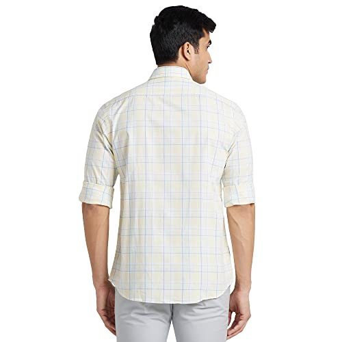 Image of Colorplus Men's Pure Cotton Checks Pattern Tailored Fit Spread Collar Full Sleeve Casual Shirt