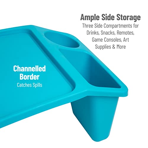 Mind Reader Sprout Collection, Portable Desk, Breakfast Tray, Laptop Desk, Side Storage Pockets With 3 Compartments For Toys, Coloring Books, Tablets, Books, Games And Snacks, Set Of 2, Blue #TOP4