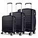 Produktbild KONO Reisekoffer Set 3 Teilig Hartschale Koffer Set mit 4 Rollen und TSA Schloss, Zwillingsrollen Trolley Rollkoffer in M-L-XL-Set Koffer Handgepäck, Mittelgroß, Groß (Schwarz)