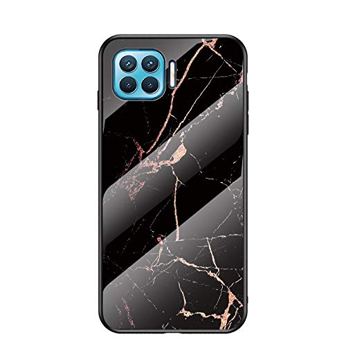 Jiajihua Cover Compatible with Oppo F17 Pro 4G 【PC Panel+Tempering Glass+TPU Silicone】 3 in 1 Shockproof Phone Case Glod