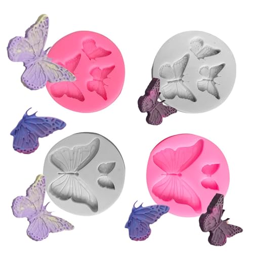 Set de 4 moldes de silicona mariposa para repostería