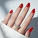 modelones Sheer Red Short Press on Nails, Semi-Transparent Oval Fake Nails Kit Press Ons with Nail Glue, Adhesive Tabs, Nail File, Prep Pad, Manicure Stick, 32Pcs 16 Sizes, Valentines