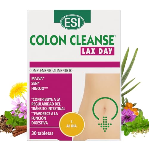 Colon Cleanse Lax Day de ESI | Complemento alimenticio en tabletas para el tránsito intestinal | Con aloe vera, sen, cáscara sagrada y malva