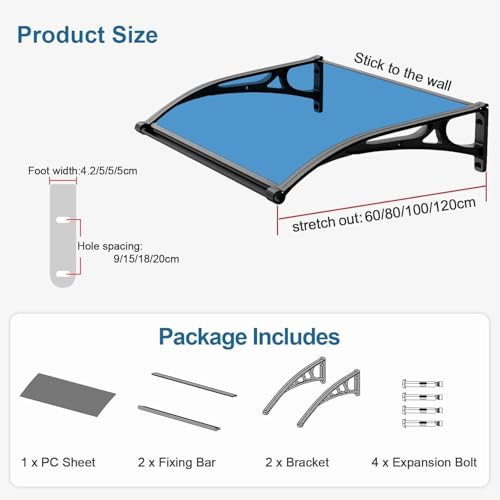 Auvent de porte en polycarbonate durable et structure de qualité - 7