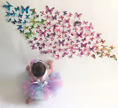 24 Pcs Butterfly Wall Decals Butterflies Decor Stickers For Home Decorations Kids Room Bedroom Decor (Pink) #TOP2