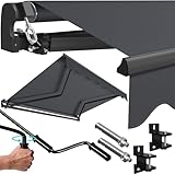 KESSER® Tenda da Sole a Bracci Pieghevoli, Tenda da Sole Pieghevole, Tenda da Sole a Morsetto, Tenda da Sole incl. Supporto a Parete, Tenda da Sole per balconi, Tenda 300 x 250 cm - Antracite