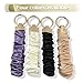 Dogary Stretchy Keychain Wristlet for Car Keys, Stylish & Functional Scrunchie Bracelet with D-ring for Women & Men (White)