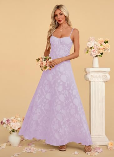 Image of Women's Elegant Wedding Guest Dress Spaghetti Straps Slim Fit Floral Sleeveless Formal Dress Maxi Evening Party