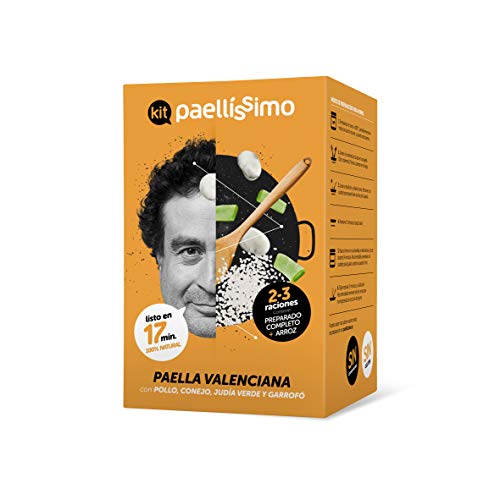 Paellissimo – Paella Set für Paella Valenciana“, hausgemachtes Rezept | Paella Mix mit Paella Reis, Paella Gewürz und Brühe | Von Michelin-Stern ausgezeichneten Koch | 2-3 Personen | 1 Einheit