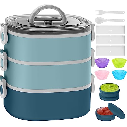 Khoxu A17 Bento Lunch Box, Stackable 3 Layers Bento Box Adult Lunch Box cover