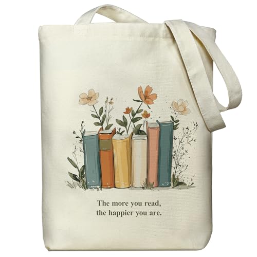 Book Lovers Gifts for Women, Canvas Tote Bag with Zipper Pocket, Gifts for Readers Book Lovers Bookish Librarian Club Bookworm Reading Accessories Readers College Scholar Intellectual Researcher
