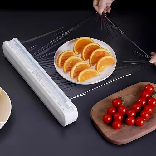 Image of CLAPONE Plastic Wrap Dispenser with Cutter & Aluminum Foil Organizer - Refillable Cling Film and Food Wrap Dispenser with Sharp Sliding Cutter Kitchen Utensil Plastic Wrap and Aluminum Foil Dispenser