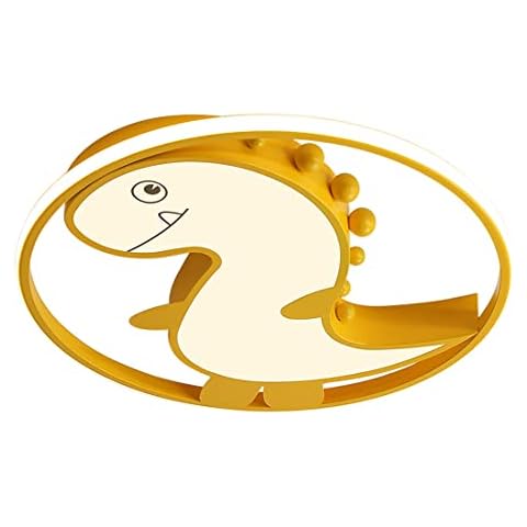 FREENN Children's Room LED Ceiling Lamp 50W Dimmable Dinosaur Ceiling Light with Remote Contro Creative Cartoon Kids Lamp Cute Boy Girl Bedroom Baby Nursery Ceiling Lighting Fixture, 50CM,Yellow Cover