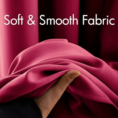 MIULEE Blackout Room Darkening Curtains Thermal Insulated Black Out Drapes Solid Window Treatment Grommet Light Blocking Curtain for Living Room Bedroom 2 Panels Set 52 x 84 inch Length Hot Pink
