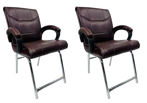 Image of Special Director Principal Office Visitor Study Chair with arm Rest and Cushioned seat Back, Chair Without Wheels, Holds Upto 125 kg (2, Coffee, H Frame)