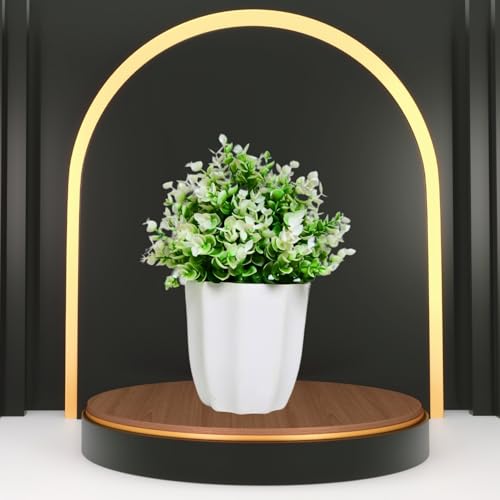 Image of fancymart Artificial Plant Hackleberry White Bunch in Pot - 22 cm Height, Perfect for Tabletop Decoration | Ideal for Home & Office Decor