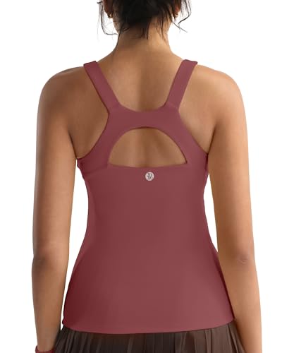 Image of RUNNING GIRL Workout Tops for Women,Racerback Tank Tops with Built in Bras,Padded Sports Bra Yoga Tank Athletic Tops