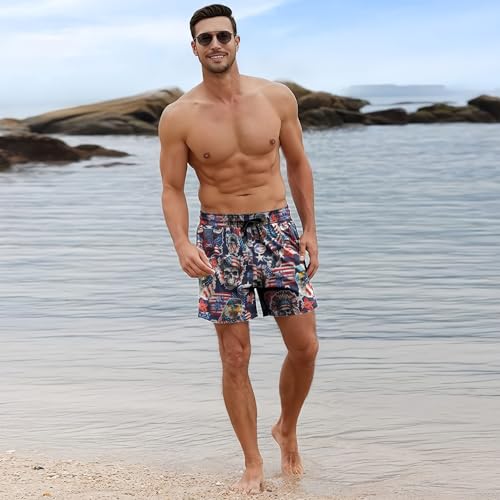 Mens Swim Trunks 7 Inch with Compression Liner 2 in 1 Quick-Dry Swimwear, Elastic Waistband and Phone Pocket2