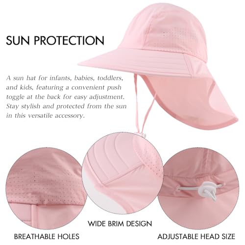 JANGANNSA Baby Sun Hat Boys Girls Infant Toddler Bucket Hat Kids Neck Flap Sun Protect Cap Beach4