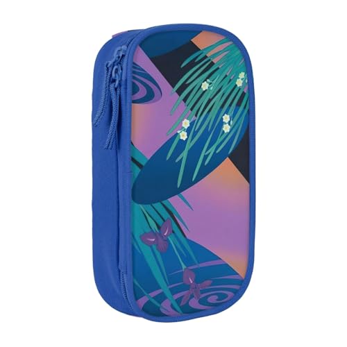 鶴田一郎ペンケース 筆箱 文具ケース おしゃれ 筆袋 鉛筆ケース 鉛筆のサック 中高校生 軽量 収納バッグ 学生 子供 誕生日 入学ギフト 大容量 ダブルレイヤーBlue