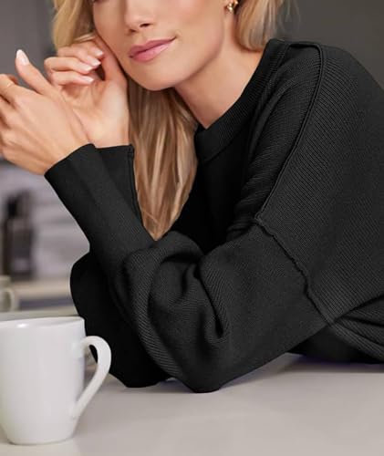 Image of SEMATOMALA Women's Oversized Plain Batwing Sweaters Fall Winter Crewneck Trendy Pullover Knit Jumper Tops