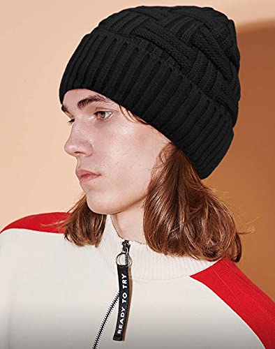Loritta 2 Pack Winter Beanie Hat Set Warm Knitted Slouchy Thick Baggy Beanie Skull Cap for Men Women Gifts, Multi D - Thumbnail 6