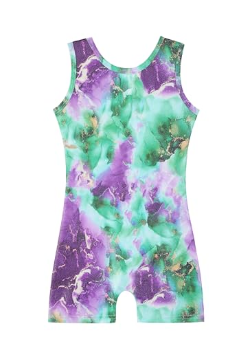 Image of HOZIY Gymnastics Leotards for Girls with Shorts Toddlers Biketards Rainbow Unicorn Dinosaur Mermaid Leopard Flower Galaxy
