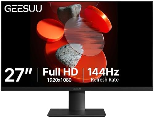 GEESUU Monitor PC 27 Pollici, Schermo Gaming 144Hz, Monitores con Audio Integrato, Full HD, 1080p, 6ms, HDR, Eye-Friendly, VESA 75x75mm, 99% sRGB, HDMI 2.0 & DP 1.2 — foto principale