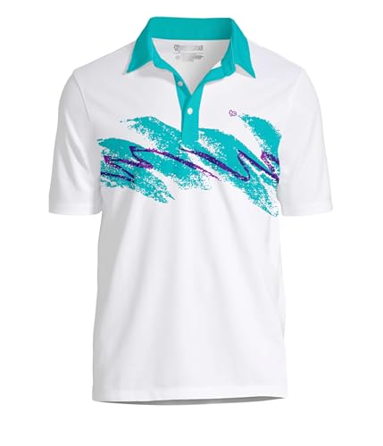 Tipsy Elves Mens Performance Golf Shirt - 4-Way Stretch Quick Dry Athletic Cut - White Rip N Sip Golf Polo - X-Large