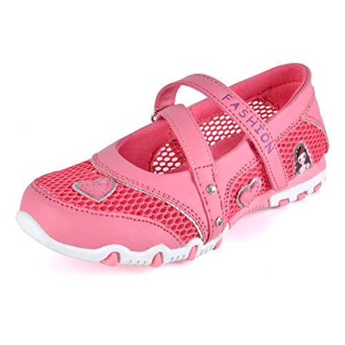Silver_river Sandalias de dedo del pie cerrado verano Brethable plana de malla zapatos de playa zapatos de princesa Shoes para Chicas 9.5 UK Niño Rosado