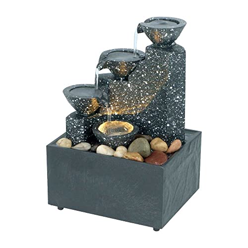 Well Being Tabletop Cascading Fountain Miniature Three Tier Bowl Water Feature, Multicolour - Image 3