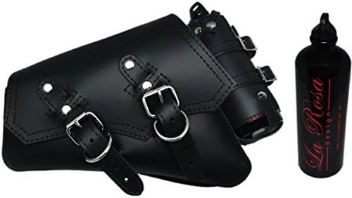 La Rosa 04-UP Harley Sportster Left Side Vintage Saddle Bag Black with Fuel Bottle Holder