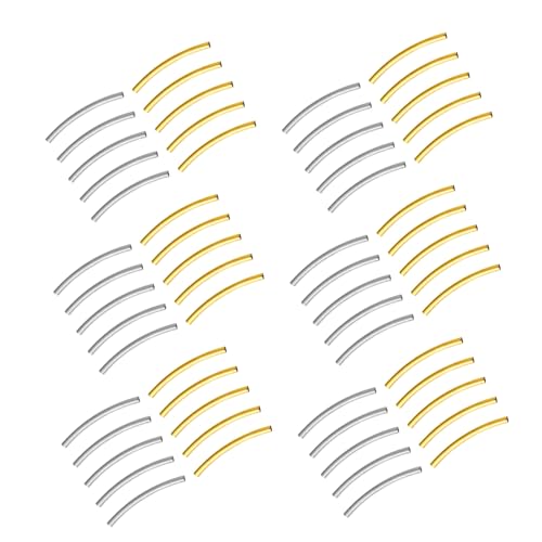 Frcolor 100個銅製カーブチューブビーズ カラー ブレスレット用チューブスペーサー ビーズ ハンドメイドジュエリーパーツ ネックレス アンク