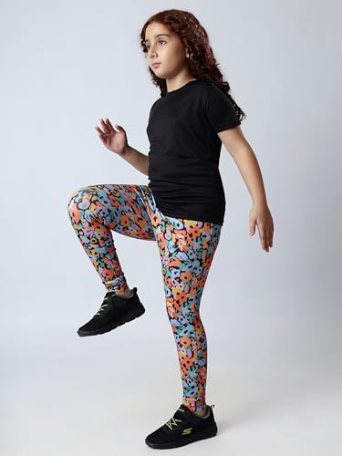 Image of Girl's Activewear Workout Set 2 Piece Athletic Sets Dry Fit Printed Tees And Leggings Yoga Running Dance 4-14Y