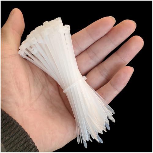 zuizhan Small Cable Ties Clear 100mm x 2.5mm 100 Pack White Mini Thin Cable Ties Plastic Zip Ties 27 Lbs Tensile Strength Nylon Self Locking Tie Wraps for Household Office Garden