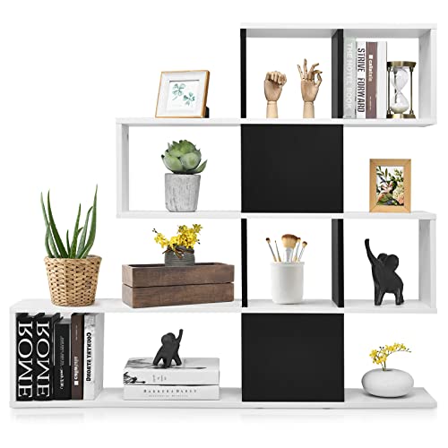 GIANTEX Étagère en Escalier à 5 Niveaux, Bibliothèque en Forme de S avec 10 Compartiments,Étagère Autoportante, Séparateur de Pièce pour Salon,...