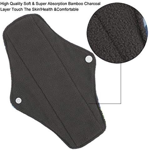 Reusable Menstrual Pads (7 in 1, 25.4cm 4 Layers), Bamboo Cloth Pads for Heavy Flow with Wet Bag, Large Sanitary Pads Set with Wings, Washable Overnight Cloth Panty Liners Period Pads