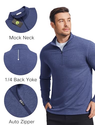 PINSPARK Men's Quarter Zip Up Pullover Mock Neck Sweatshirts Long Sleeve Golf shirts Performance Athletic Casual Workout3