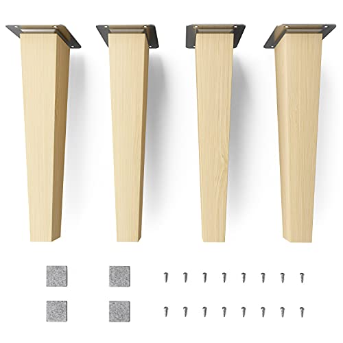 Sossai Möbelfüße aus Naturholz Buche unbehandelt, Clif Square HMF3, 25 cm hoch, eckig, gerade Ausführung, für Vitrinen, Tische, Schränke