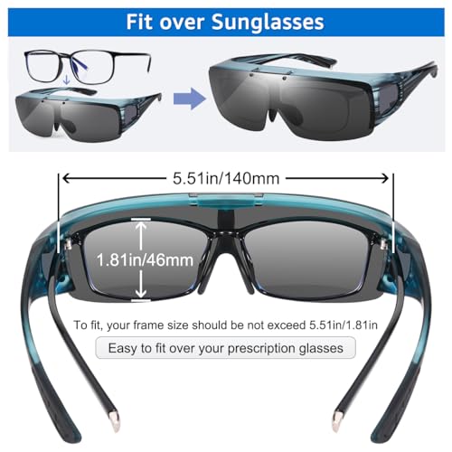 Image of Mens Polarized Flip Up Fitover Sunglasses with Mirrored Lenses