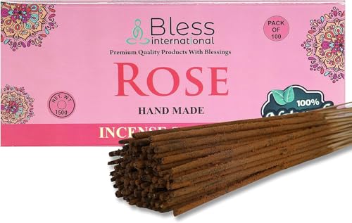 Bless-Rose 100%-Natural-Handmade-Hand-Dipped-Incense-Sticks Organic-Chemicals-Charcoal-Free...