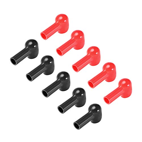uxcell Battery Terminal Insulating Rubber Protector Covers for 14mm Terminal 8mm Cable Red Black 5 Pairs