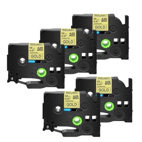 5/10�p�b�Naze-231���{���́ATZ-231�����TZE-241�v�����^�[�œ��삵�܂�12mm�����������~�l�[�g���x���e�[�v(5PK Black on Gold)