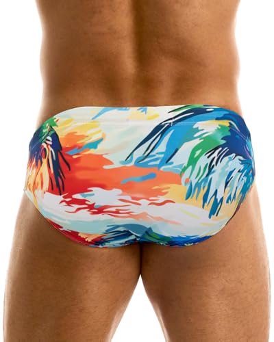 MIZOK Mens Sexy Prints Swim Briefs Hot Body Swimsuit Colorful Swimming Short3