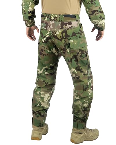 Men’s Tactical Pants with Knee Pads Camo Cargo Pants Waterproof Hiking Pants 10 Pockets No Belt - Image 3