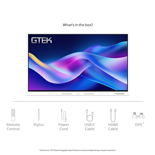 Image of GTek 86 inch Smart Board, 4K UHD Interactive Whiteboard, Touch Screen Digital Electronic Whiteboard with Android 13 (8+128GB) OS for Classroom, Office, Business and Home